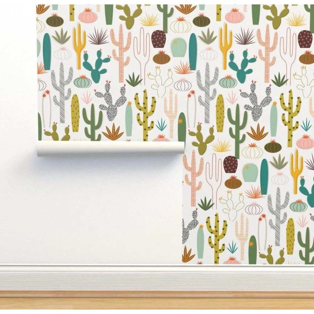 Spoonflower Cactus Desert Peel Stick Wallpaper 24x108 Sealed New Botanical